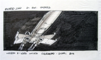 Star Wars: Luke's X-Wing Flying Overhead Storyboard-Joe Johnston  Comic Art